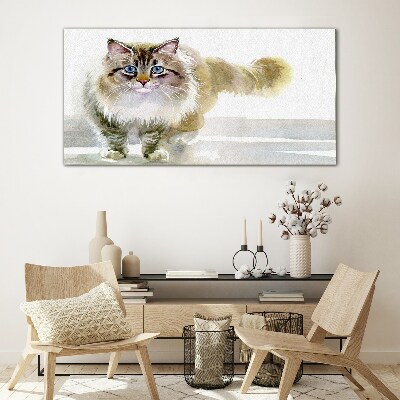 Cat in pastel shades Glass art print