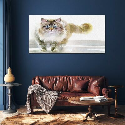 Cat in pastel shades Glass art print