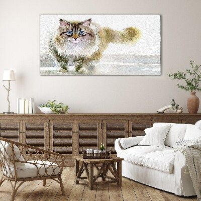 Cat in pastel shades Glass art print
