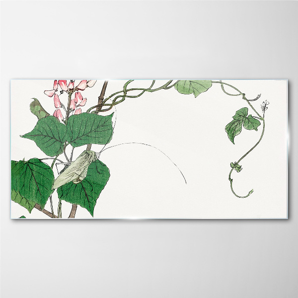 Flowers and insects in harmony Glass art print