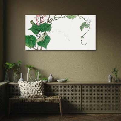Flowers and insects in harmony Glass art print