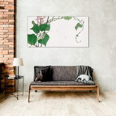 Flowers and insects in harmony Glass art print