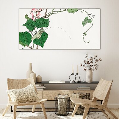 Flowers and insects in harmony Glass art print