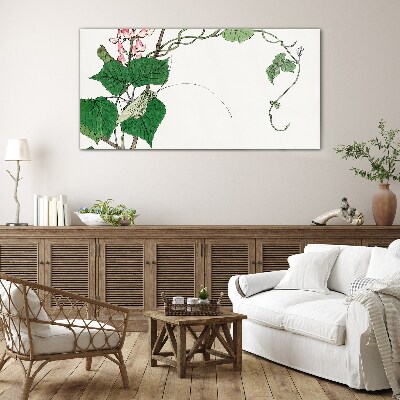 Flowers and insects in harmony Glass art print