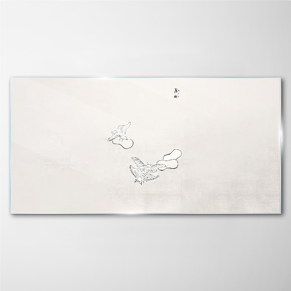Delicate birds on the background Wall art on glass