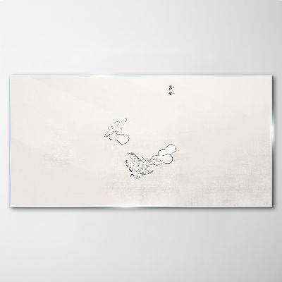 Delicate birds on the background Wall art on glass