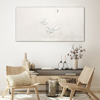 Delicate birds on the background Wall art on glass