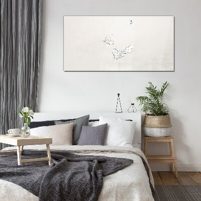 Delicate birds on the background Wall art on glass