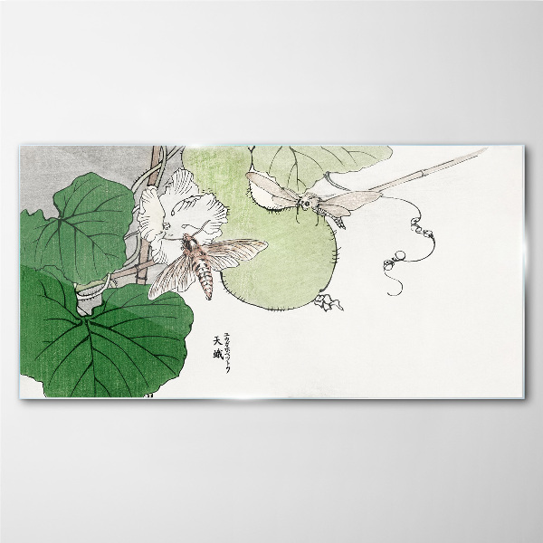 Butterflies and plants in harmony Wall art on glass
