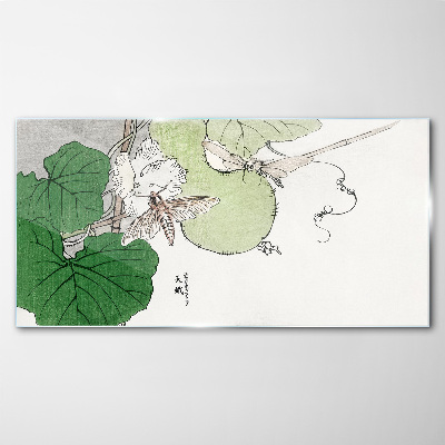 Butterflies and plants in harmony Wall art on glass