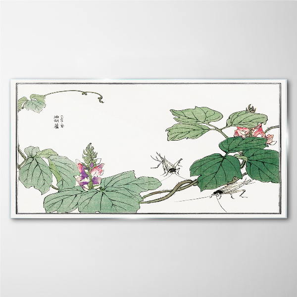 Flowers and insects in harmony Wall art on glass