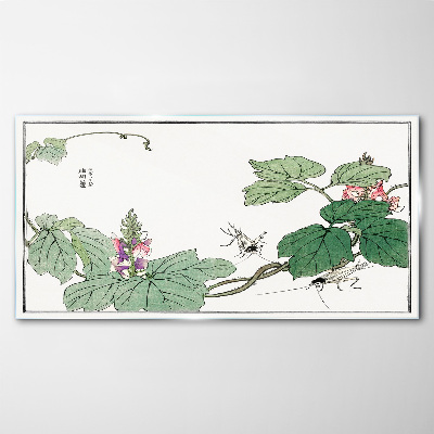 Flowers and insects in harmony Wall art on glass