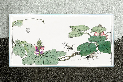 Flowers and insects in harmony Wall art on glass