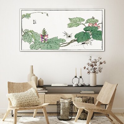 Flowers and insects in harmony Wall art on glass