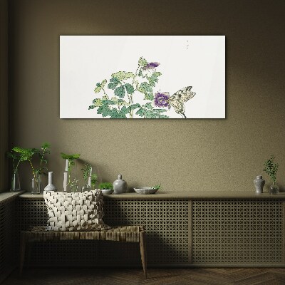 Asian leaves insects Glass Print
