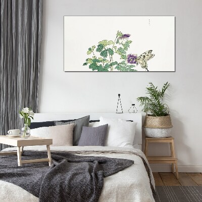 Floral harmony with butterfly Glass art print