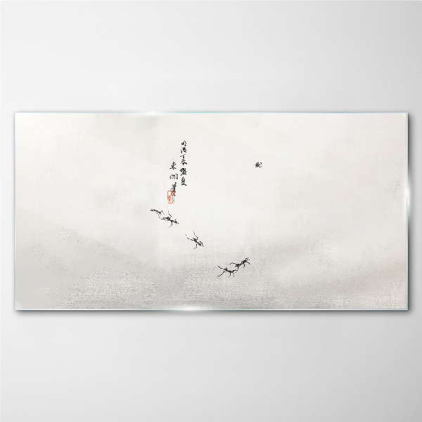 Peaceful nature with calligraphy Glass art print