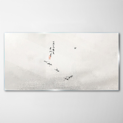Peaceful nature with calligraphy Glass art print