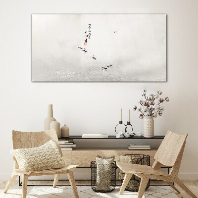 Peaceful nature with calligraphy Glass art print