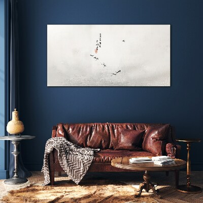 Peaceful nature with calligraphy Glass art print