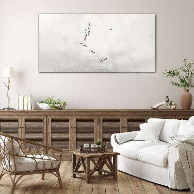 Peaceful nature with calligraphy Glass art print