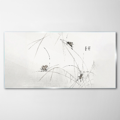 Butterflies on the grass background Wall art on glass