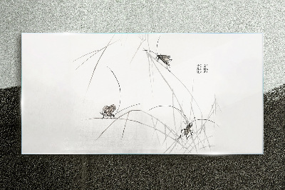 Butterflies on the grass background Wall art on glass