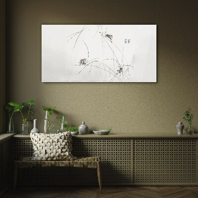 Butterflies on the grass background Wall art on glass