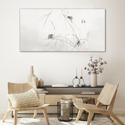 Butterflies on the grass background Wall art on glass