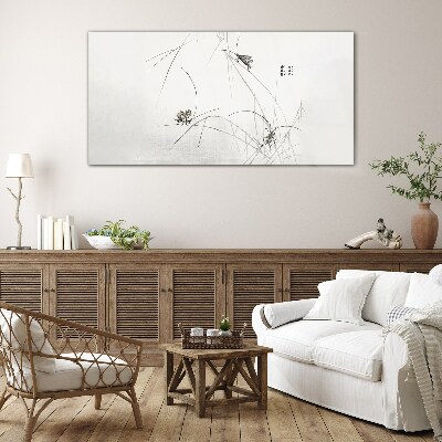 Butterflies on the grass background Wall art on glass