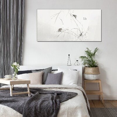 Butterflies on the grass background Wall art on glass