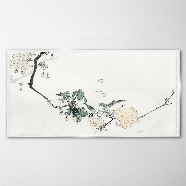 A floral landscape in delicate shades Glass art print