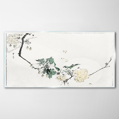 A floral landscape in delicate shades Glass art print