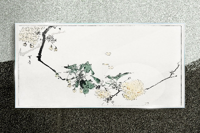 A floral landscape in delicate shades Glass art print
