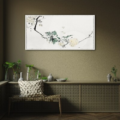 A floral landscape in delicate shades Glass art print