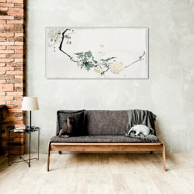 A floral landscape in delicate shades Glass art print