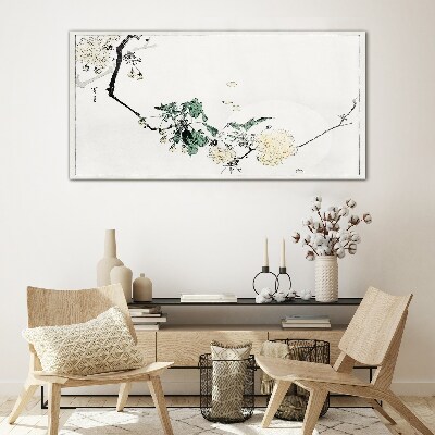 A floral landscape in delicate shades Glass art print