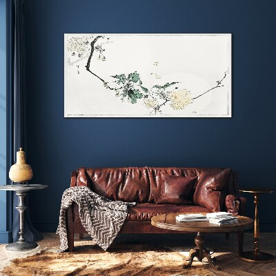 A floral landscape in delicate shades Glass art print