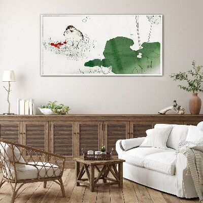 A winged guest in a green environment Wall art on glass
