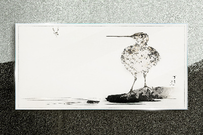Bird on a minimalist background Wall art on glass