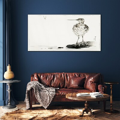 Bird on a minimalist background Wall art on glass