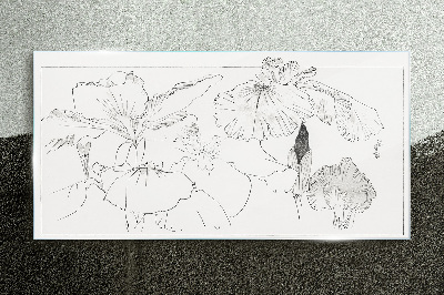 Floral compositions in delicate lines Wall art on glass