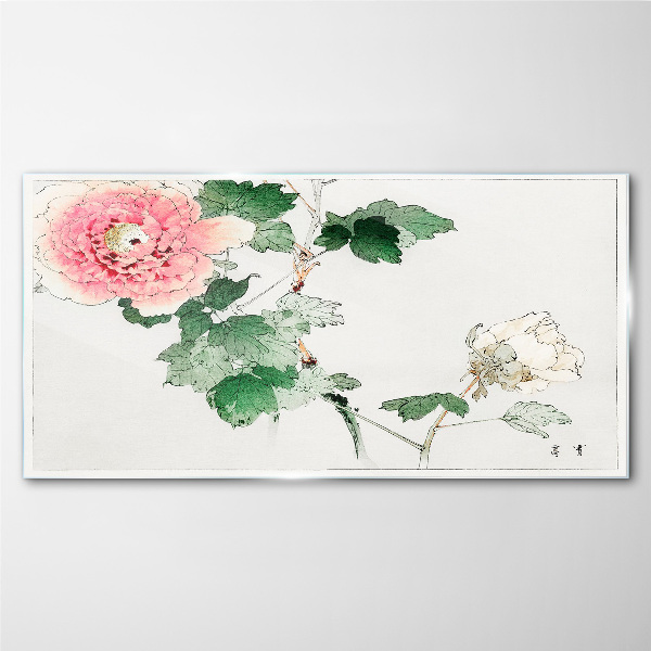 Floral arrangement with pink peony Glass art print