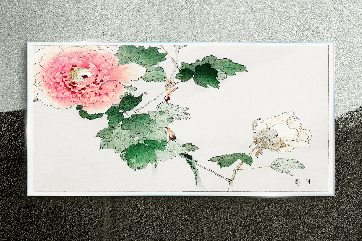 Floral arrangement with pink peony Glass art print