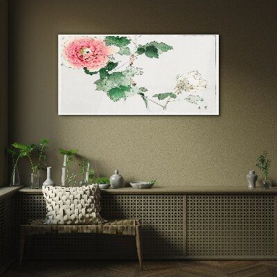 Floral arrangement with pink peony Glass art print