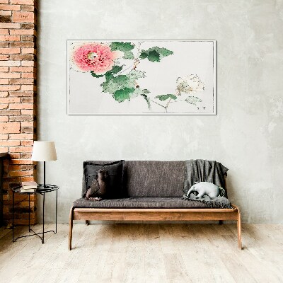 Floral arrangement with pink peony Glass art print