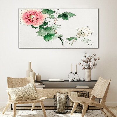 Floral arrangement with pink peony Glass art print