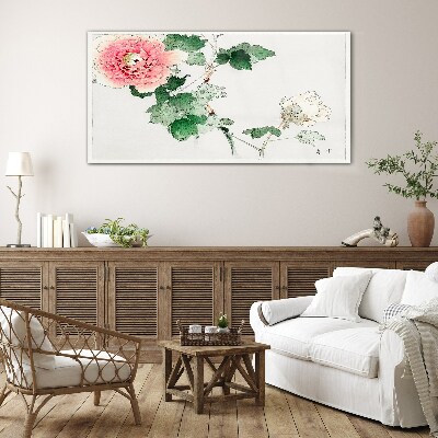 Floral arrangement with pink peony Glass art print