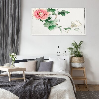 Floral arrangement with pink peony Glass art print