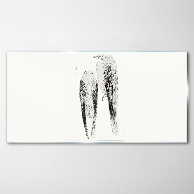 Two birds on a white background Wall art on glass